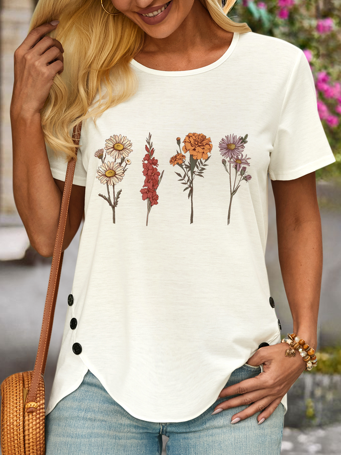 Women's Wild Flower Mom Gift Grandma Mother's Day Gift Casual T-Shirt
