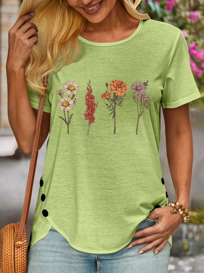 Women's Wild Flower Mom Gift Grandma Mother's Day Gift Casual T-Shirt