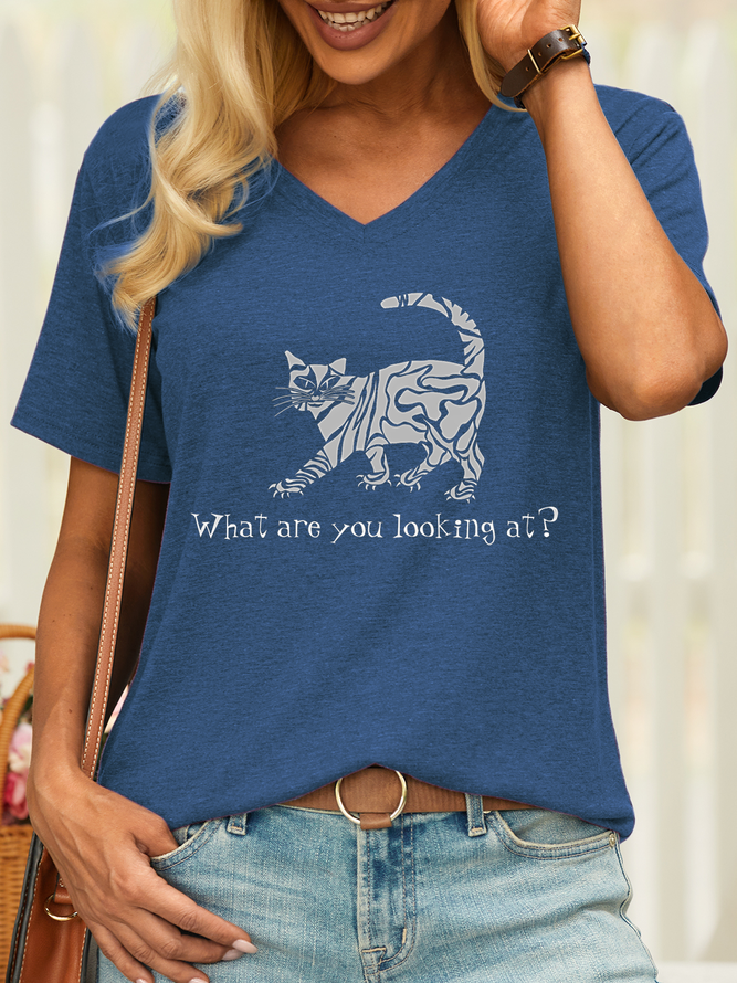 Women’s What Are You Looking At Funny Cat Casual T-Shirt