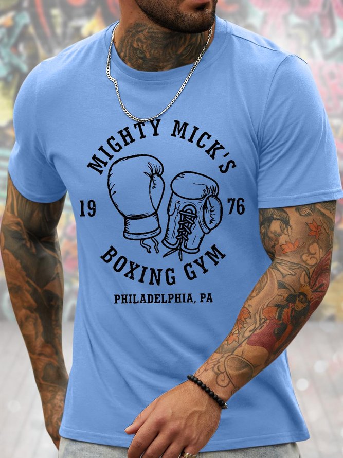 Men's Mighty Mick'S 1976 Boxing Gym Philadelphia Pa Funny Graphic Printing Casual Loose Text Letters Cotton T-Shirt