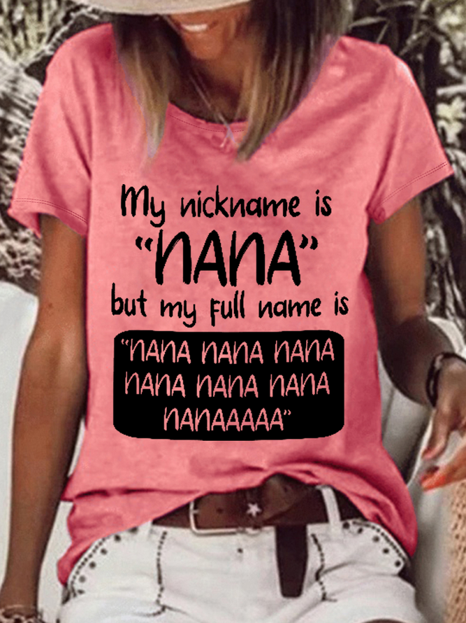 Women's Gift for Nana My Nickname Is Nana but My Full Name Is Nana Nana Cotton-Blend T-Shirt