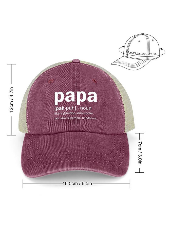 Men's Papa Like A Grandpa Only Cooler See Also Superhero Handsome Funny Graphic Printing Washed Mesh-back Baseball Cap