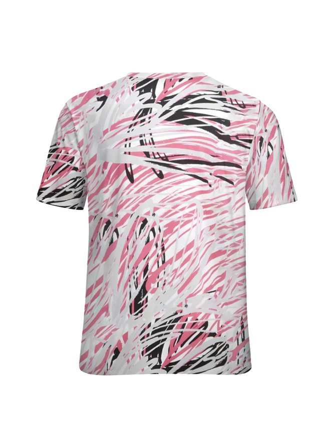 Women’s Abstract Striped Casual Crew Neck T-Shirt