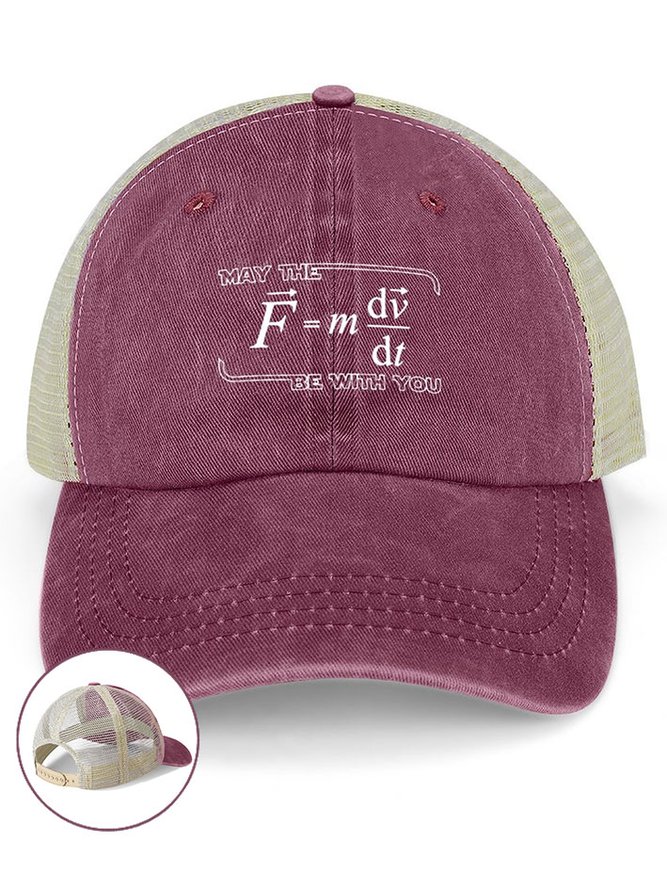 Men's May The (F=m*dv/dt) Be with You Funny Physics Science Graphic Printing Casual Washed Mesh-back Baseball Cap