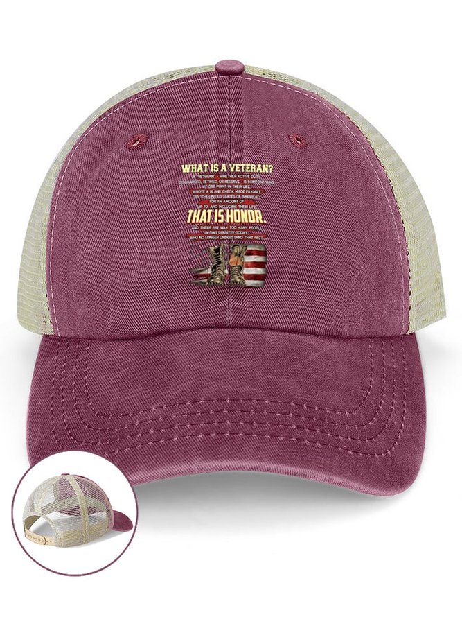 WHAT IS A VETERAN Washed Mesh-back Baseball Cap