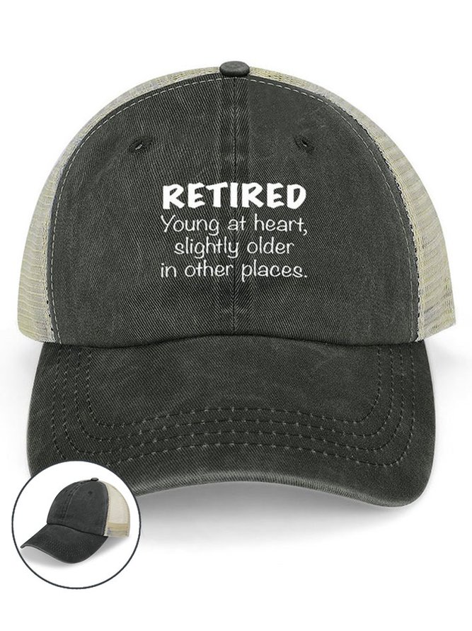 Funny Retired Casual Letters Washed Mesh-back Baseball Cap
