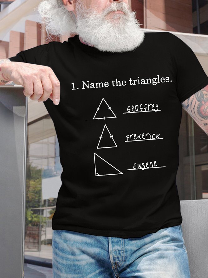 Men’s Name The Triangles Crew Neck Regular Fit Casual Cotton T-Shirt