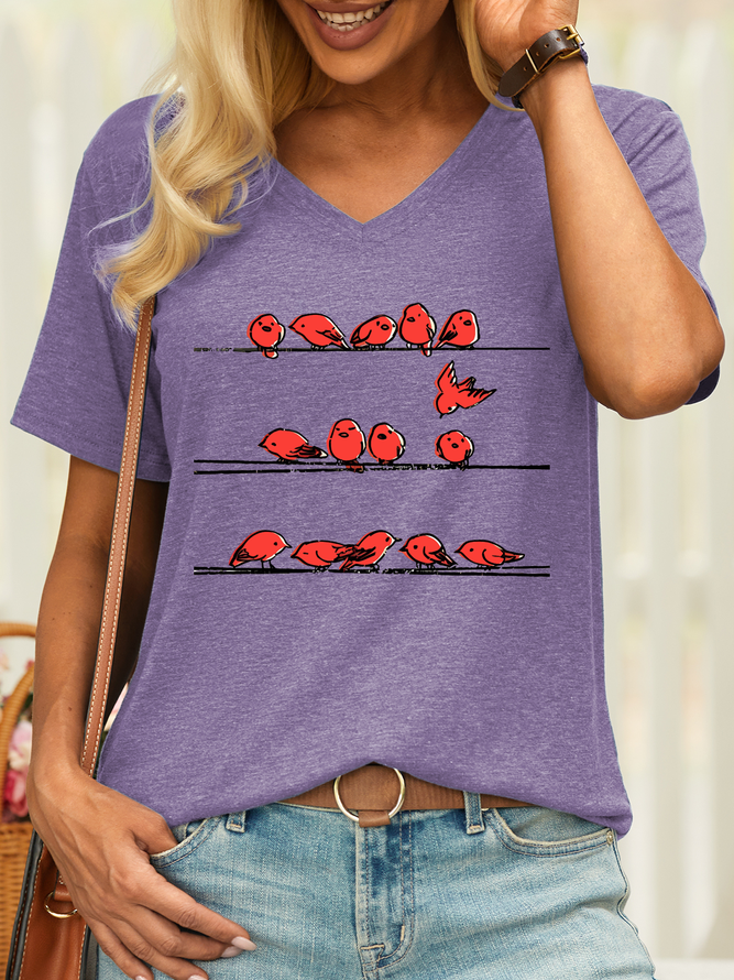 Women’s Bird Animal Casual V Neck T-Shirt