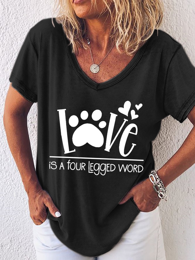 Women's Dog Lover Funny Saying Simple V Neck T-Shirt