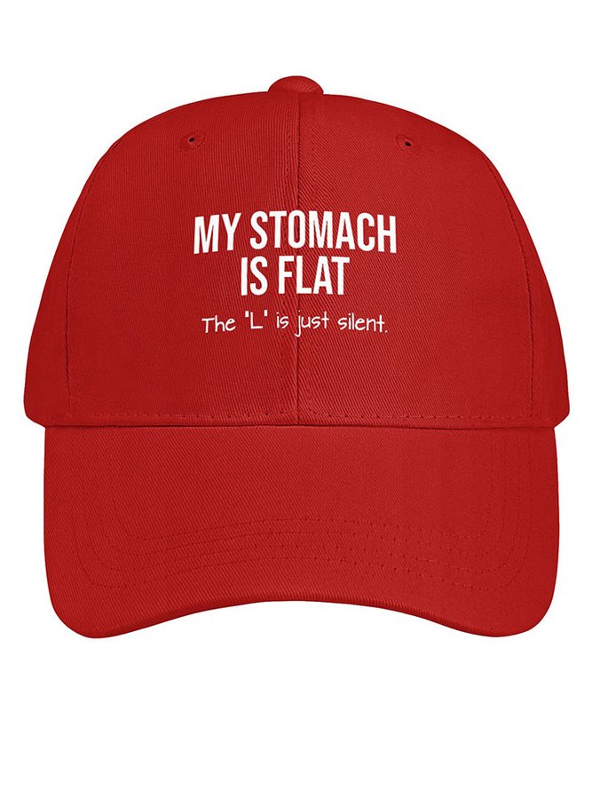 Men's My Stomach Is Flat The L Is Just Silent Funny Graphic Printing Text Letters Cotton Baseball Caps