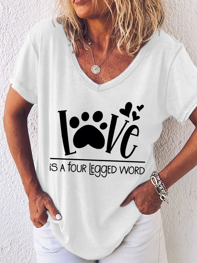 Women's Dog Lover Funny Saying Simple V Neck T-Shirt