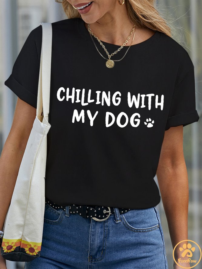 Lilicloth X Funnpaw Women's Chilling With My Dog Pet Matching T-Shirt