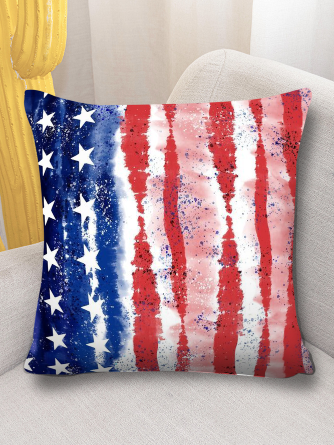 18*18 Throw Pillow Covers, Independence Day America Flag Soft Flax Cushion Pillowcase Case For Living Room