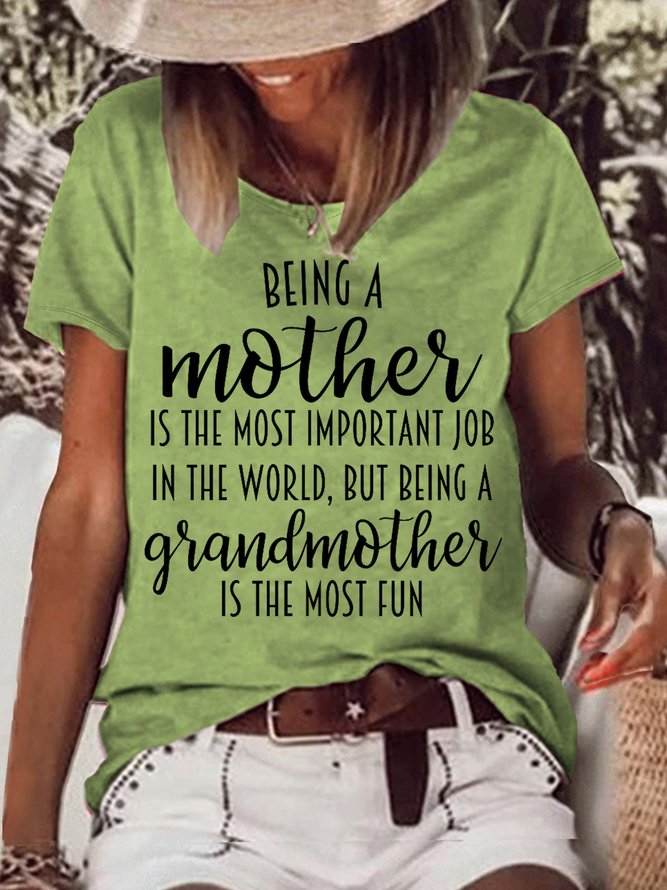 Women's Being A Mother Is The Most Important Job In The World Letters Casual Crew Neck T-Shirt