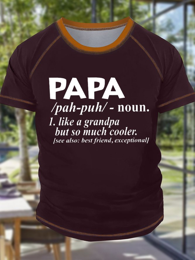 Men's Papa Like A Grandpa But So Much Cooler  Funny Graphic Printing Text Letters Crew Neck Casual Regular Fit T-Shirt
