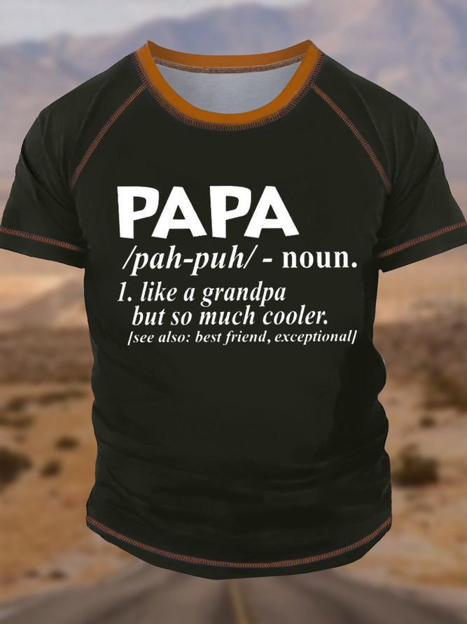 Men's Papa Like A Grandpa But So Much Cooler  Funny Graphic Printing Text Letters Crew Neck Casual Regular Fit T-Shirt