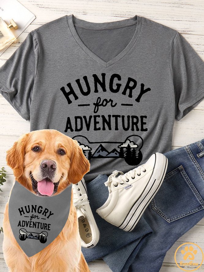 Women's Hungry For Adventure Matching V Neck T-Shirt