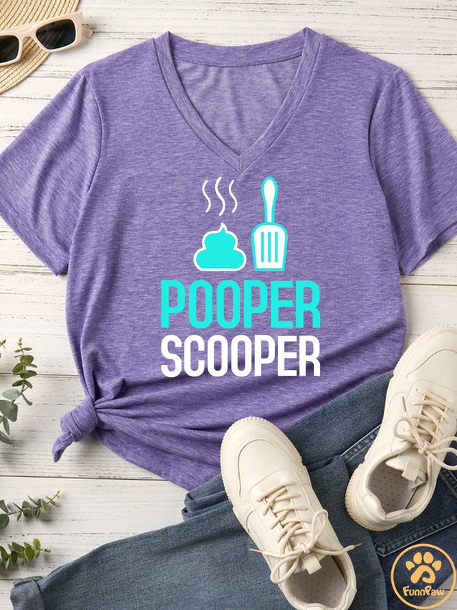 Women's Pooper Scooper Matching V Neck T-Shirt