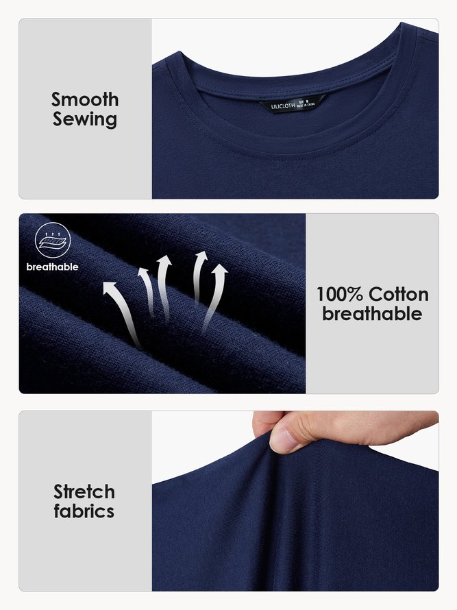 Men's Funny Casual Letters Cotton Crew Neck T-Shirt