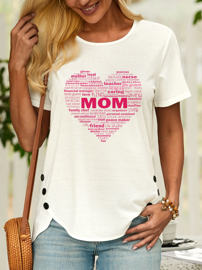 Women’s Heart Mom Word Casual T-Shirt
