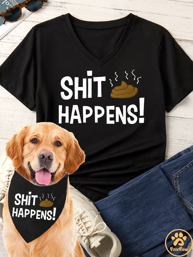 Shit Happens Matching Dog Print Bib