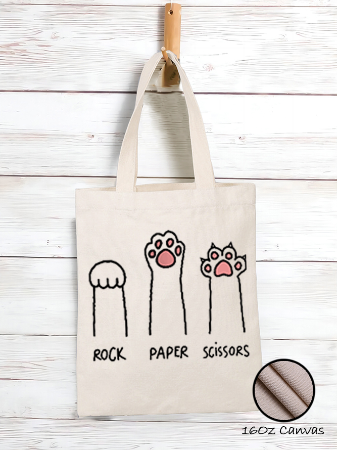 Women's Cute Cat Rock Paper Scissors Shopping Tote