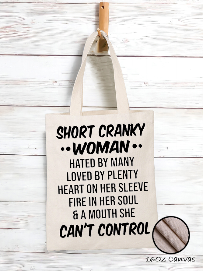 Womens Funny Short Cranky Woman Letters Casual Shopping Tote