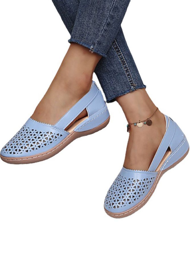 Women's Closed Toe Sandals For Women Casual Summer Mule Hollow Out Slip On Shoes Wedge Sandals
