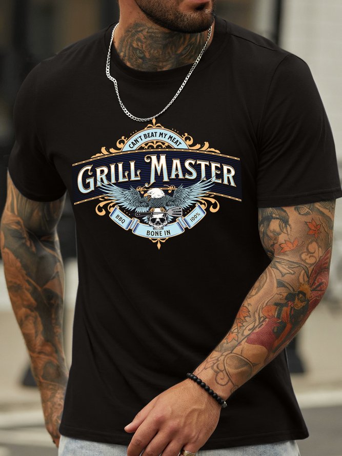 Lilicloth X Paula Can't Beat My Meat Grill Master BBQ Bone In 100% Men's Casual T-Shirt