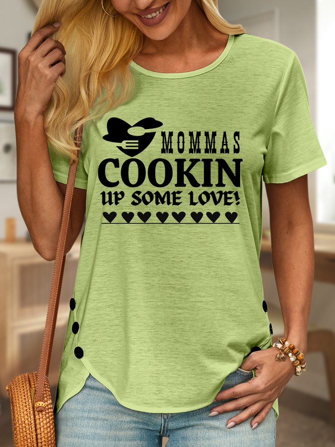 Lilicloth X Kat8lyst Mommas Cooking Up Some Love Women's Crew Neck Casual T-Shirt