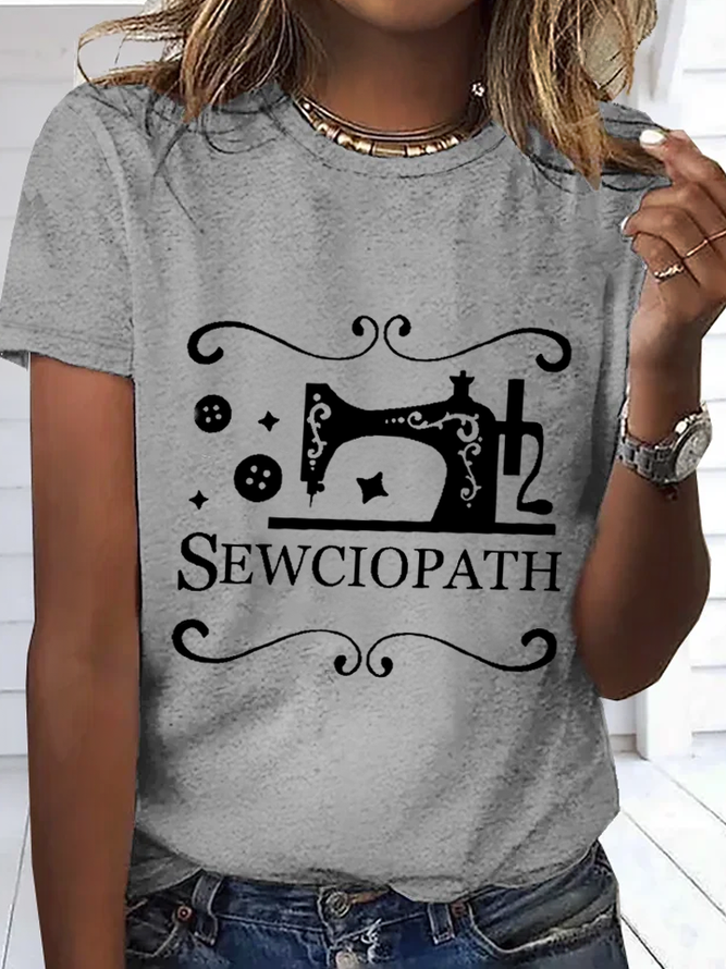 Women's Funny Sewing Lover Simple Loose Crew Neck T-Shirt