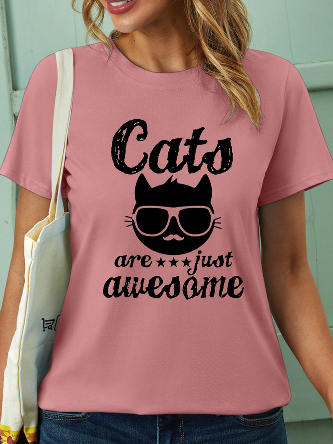 Women’s Cats Are Just Awesome Crew Neck Casual T-Shirt
