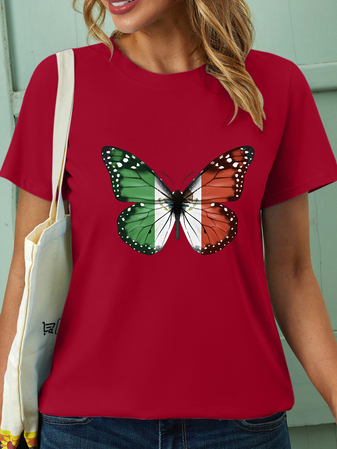 Women’s Butterfly Casual Crew Neck T-Shirt