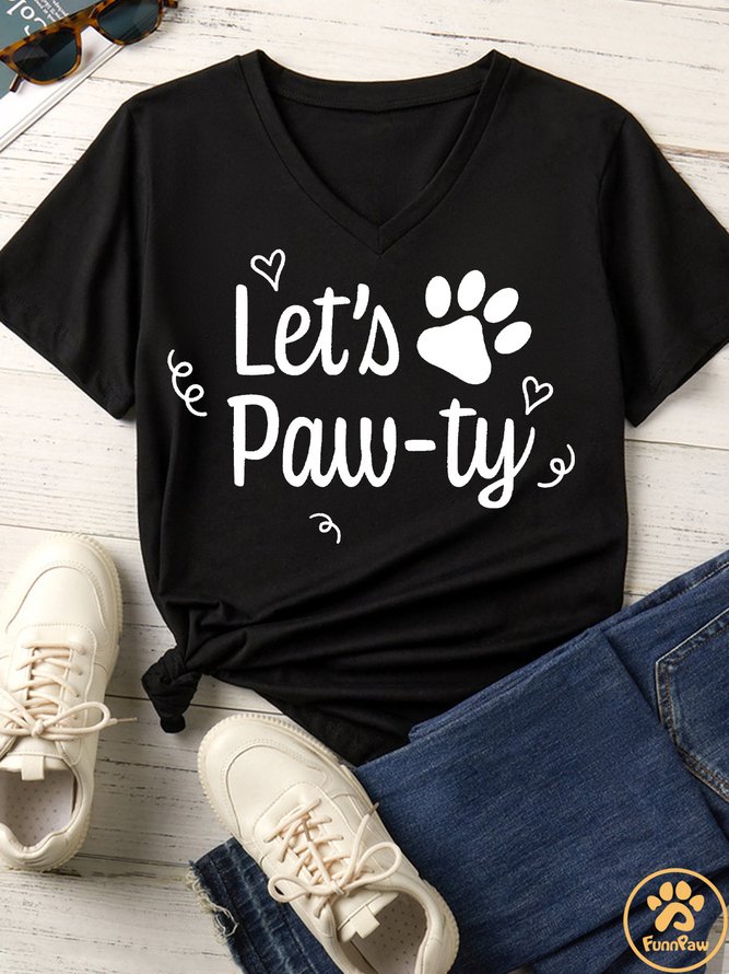 Lilicloth X Funnpaw Women's Let's Paw-ty Matching V Neck T-Shirt