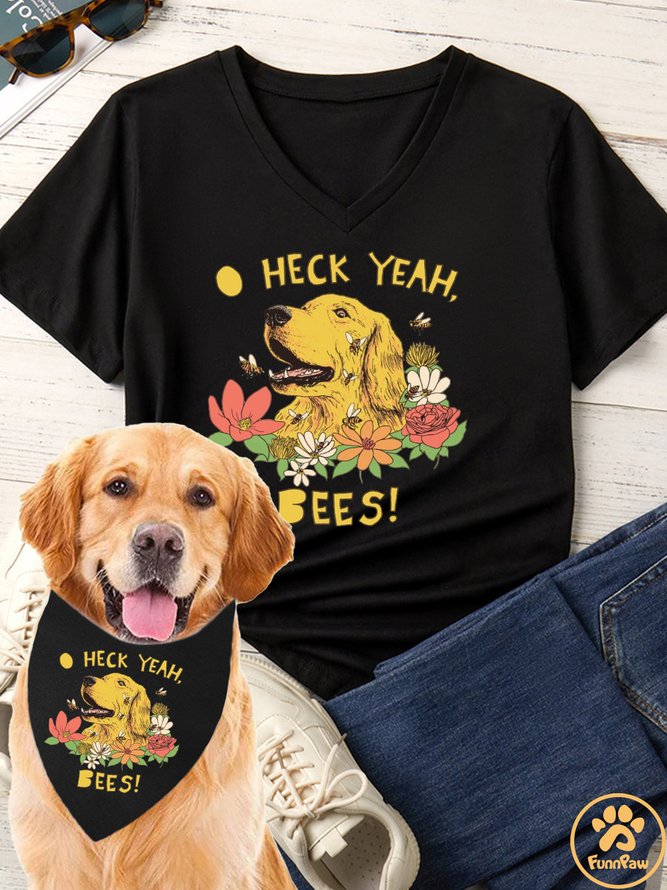 Heck Yeah Bees Matching Dog Print Bib
