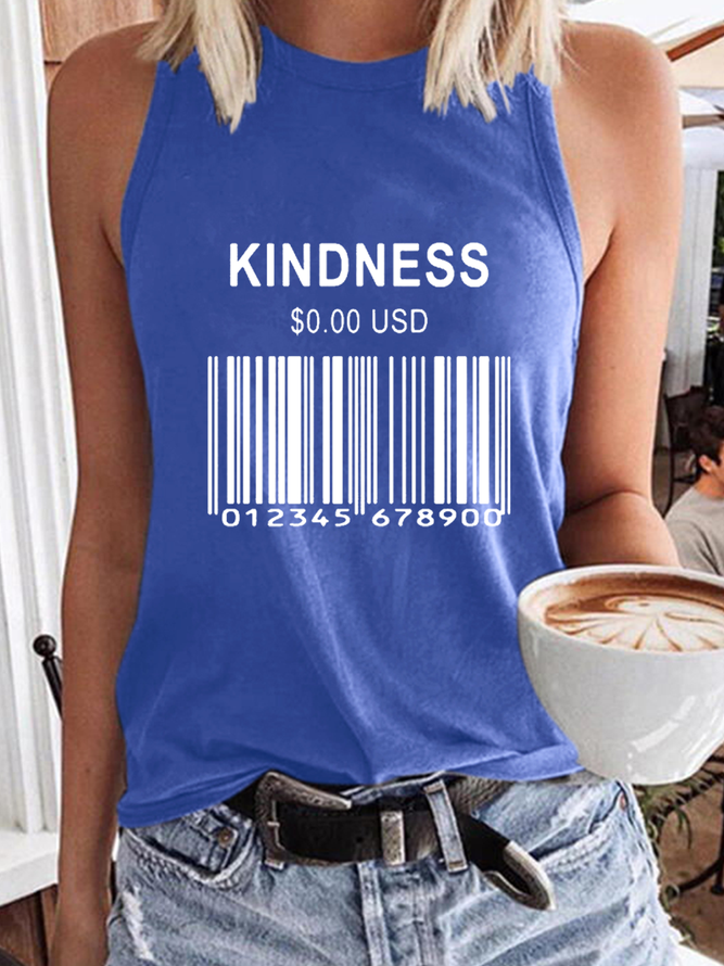 Women's Funny Word Kindness Cost 0.00USD Casual Cotton-Blend Regular Fit Tank Top
