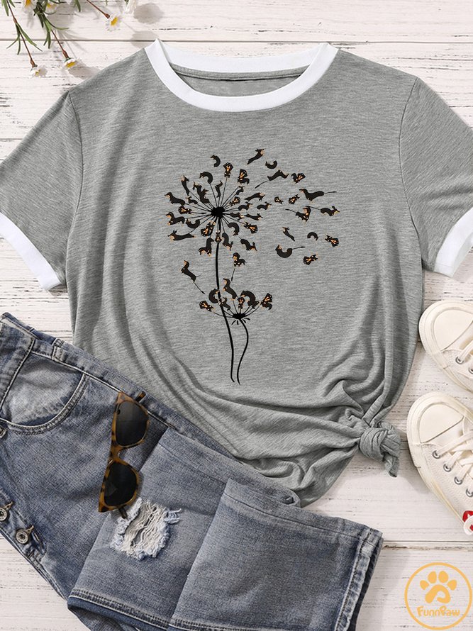 Women's Dachshund Dandelion Matching T-Shirt
