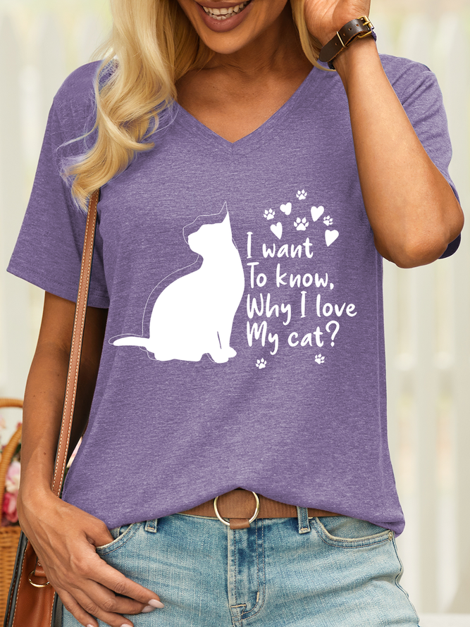 Women’s I Want To Know Why I Love My Cat  Casual Cotton T-Shirt