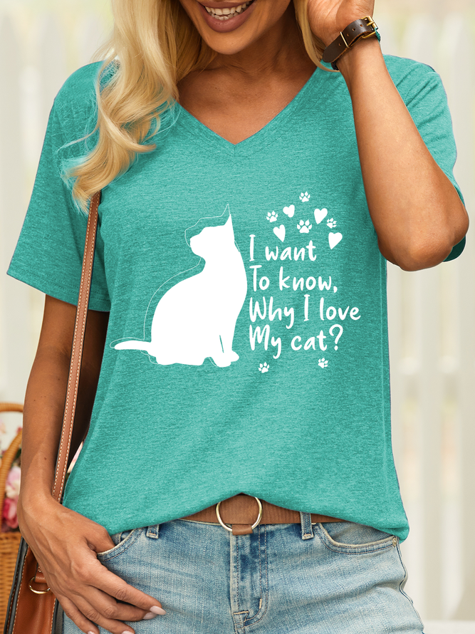 Women’s I Want To Know Why I Love My Cat  Casual Cotton T-Shirt