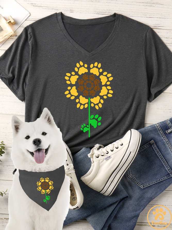 Paws Print Sunflower Matching Dog Print Bib