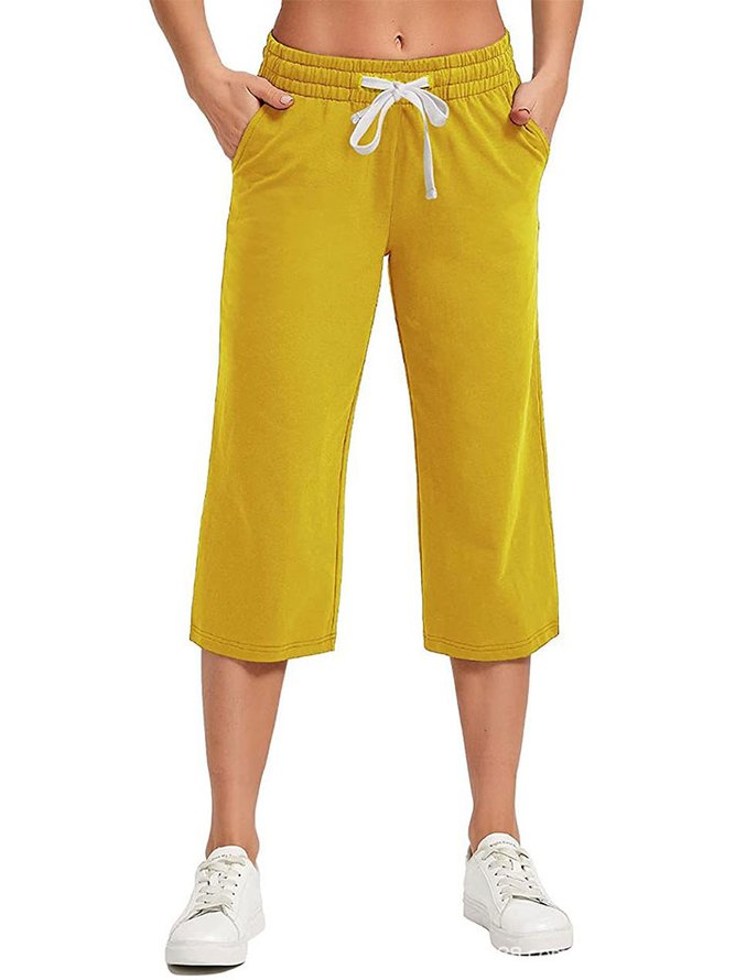 Women's Summer Hiking Loose Drawstring Pants Water-Resistant Wide Leg Pants with Pockets