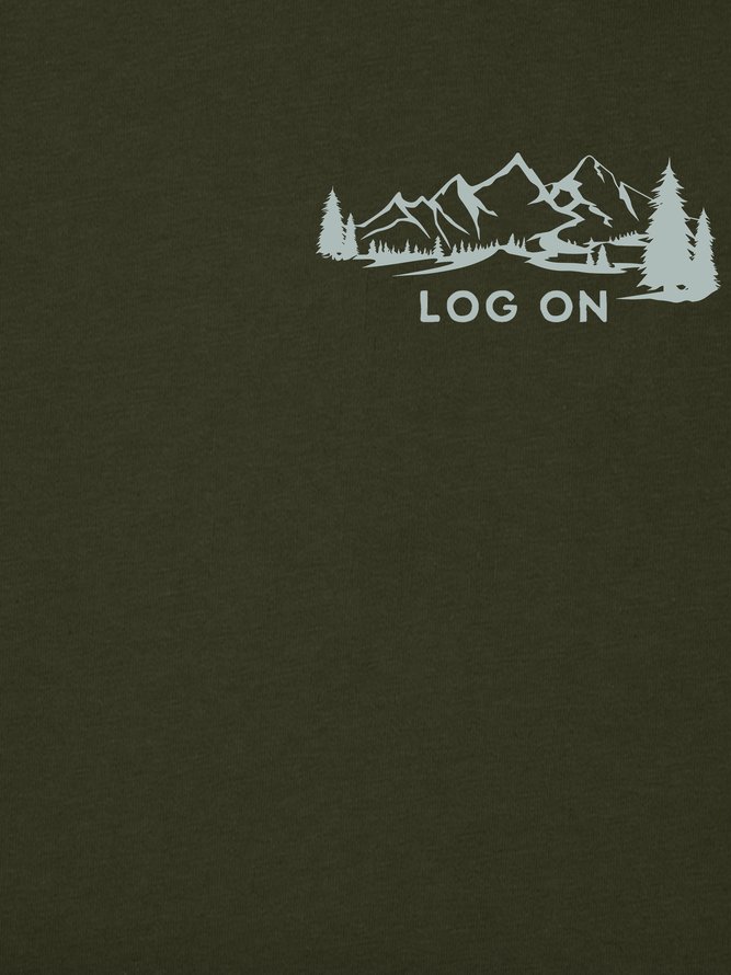 Men's Log On Funny Outdoor Camping Graphic Printing Front And Back Printed Tee Father's Day Gift Casual Text Letters Cotton T-Shirt