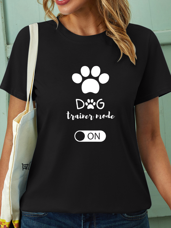 Women’s Dog Trainer Mode On Dog Owner Trainer Casual Cotton Crew Neck T-Shirt