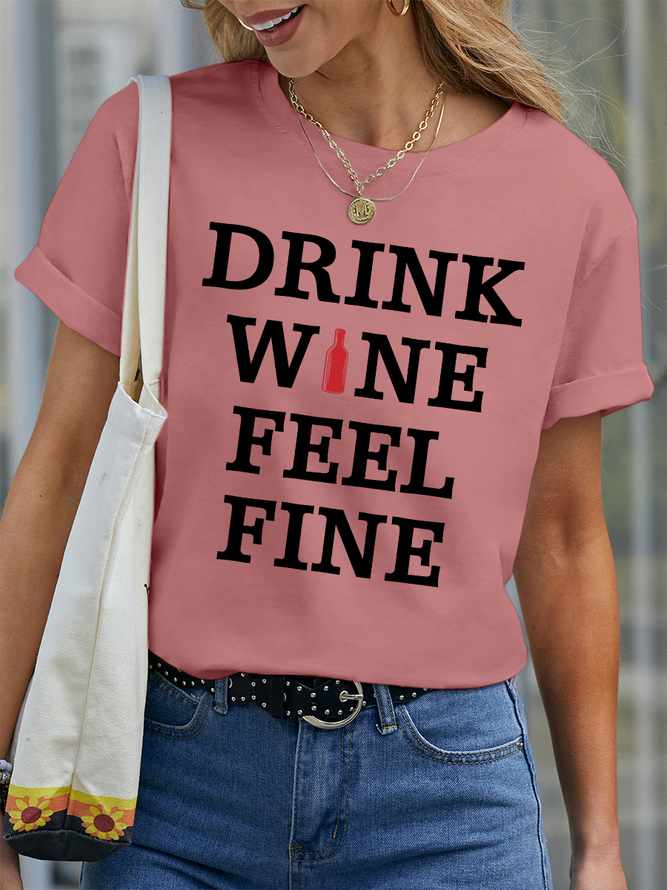 Lilicloth X Hynek Rajtr Drink Wine Feel Fine Women's Crew Neck Casual T-Shirt