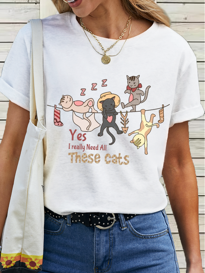 Women's Cat Lover I Really Need All These Cats Cotton T-Shirt