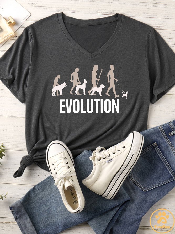 Women's Funny Evolution Matching V Neck T-Shirt
