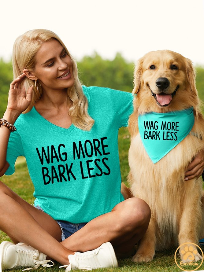 Wag More Bark Less Matching Dog Print Bib