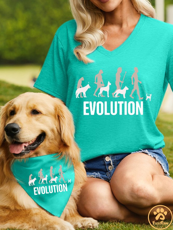 Funny Evolution Matching Dog Print Bib