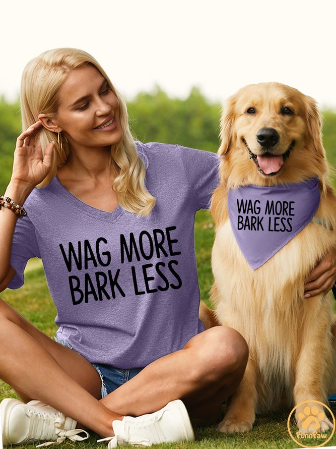 Wag More Bark Less Matching Dog Print Bib