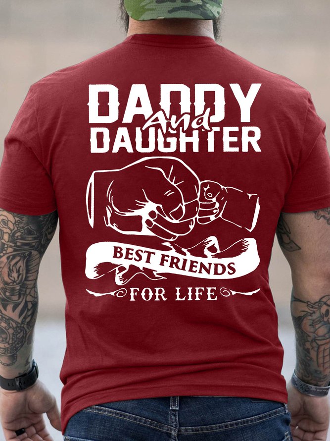 Men's Daddy And Daughter Best Friends For Life Funny Graphic Printing Father's Day Gift Cotton Loose Text Letters Casual T-Shirt